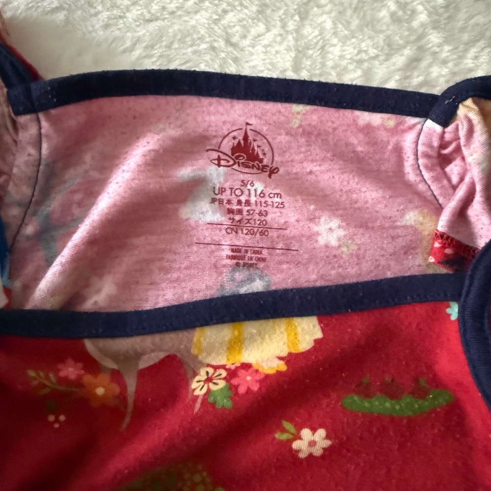 Disney Snow White Woodland Animals Red Flutter Sleeves Nightgown 5/6 - Picture 4 of 4